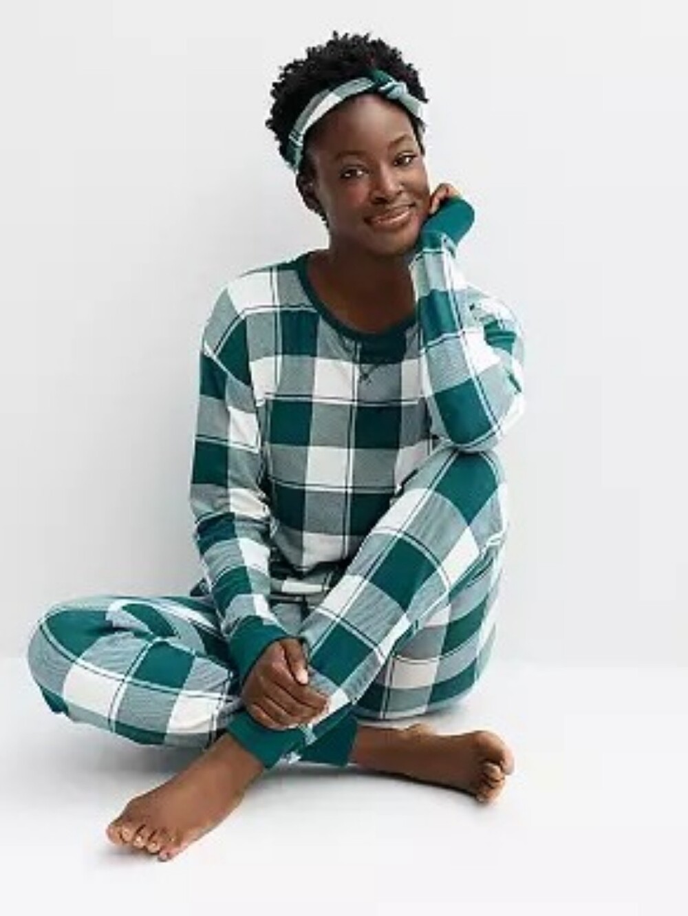 NWT Green Plaid 3-pc. Pajama Set XXL -Top, Pants & Headband Firm Price
